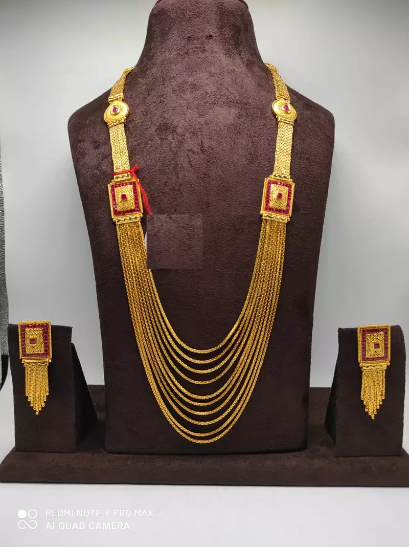 Gold Plated Multi Layer Necklace Set For Womens
