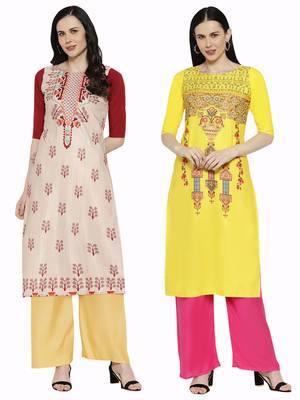 1 Stop Fashion Women's Multicoloured Digital printed Crepe Knee long kurtas/kurtis 1