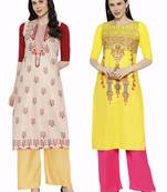 1 Stop Fashion Women's Multicoloured Digital printed Crepe Knee long kurtas/kurtis