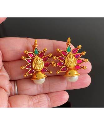 Beautiful Antique Kemp Green Lakshmi Designer Earrings Dj23735 1