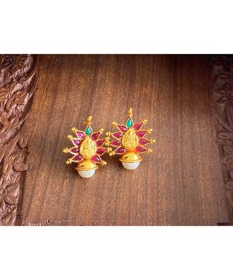 Beautiful Antique Kemp Green Lakshmi Designer Earrings Dj23735 2
