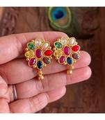 Beautiful Gold Replica Navarathna Designer Earrings Dj29025