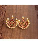 Beautiful Gold Tone Moon Shape Temple Big Earrings Dj10691