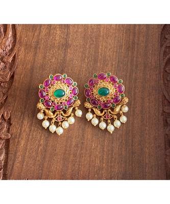 Gorgeous Matte Finish Multi Color Pearl Designer Earrings Dj30133 1
