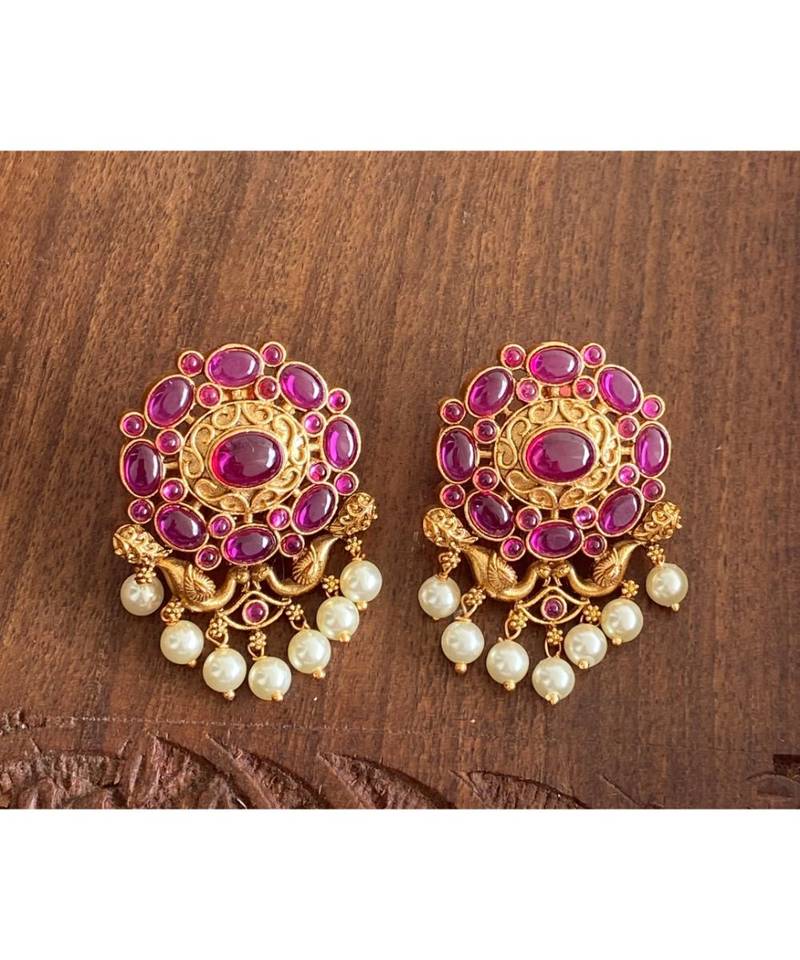 Gorgeous Matte Finish Kemp Pearl Designer Earrings Dj30131