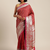 VASTRANAND Red & Silver-Toned Silk Blend Embellished Banarasi Saree