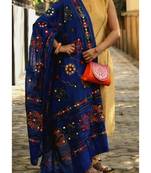 Royal Blue Aari Work Dupatta With Foil Mirror Work