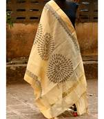 Cream Color Warli Printed Cotton Dupatta
