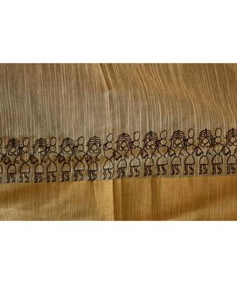 Cream Color Warli Printed Cotton Dupatta 2