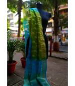 Sky Blue And Parrot Green Colored Printed Cotton Dupatta