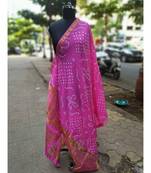 Light Shinning Pink Colored Bandhani Printed Tafeta Dupatta