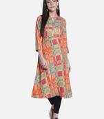 Fabclub Women's Heavy Rayon Geometric Printed Flared Kurti (MultiColor)