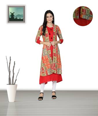 Fabclub Women's Heavy Rayon Beautiful Printed Shrug Style Kurti (MultiColor) 1