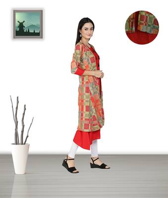 Fabclub Women's Heavy Rayon Beautiful Printed Shrug Style Kurti (MultiColor) 3