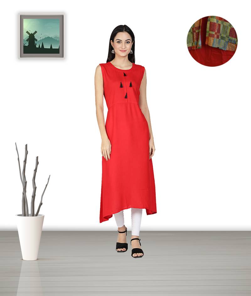 Fabclub Women's Heavy Rayon Beautiful Printed Shrug Style Kurti (MultiColor)