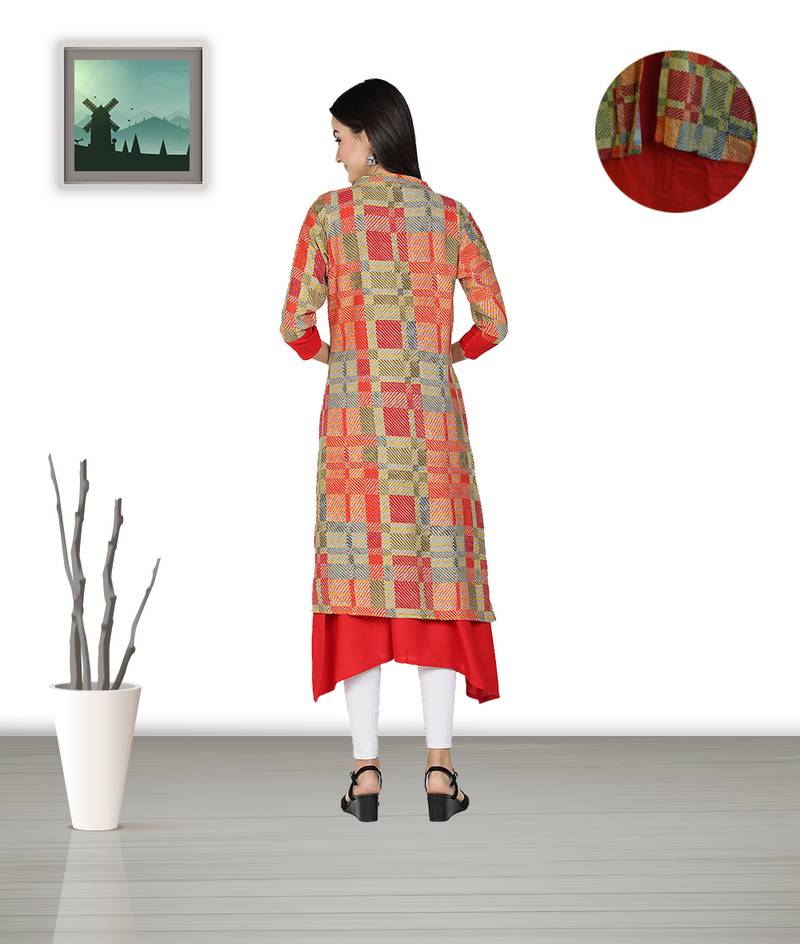 Fabclub Women's Heavy Rayon Beautiful Printed Shrug Style Kurti (MultiColor)