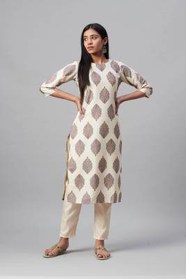 Cream printed art silk kurtas-and-kurtis 7