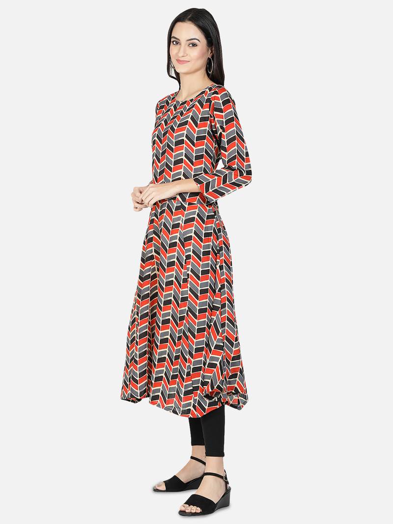 Fabclub Women A-Line MultiColor Designer Kurti