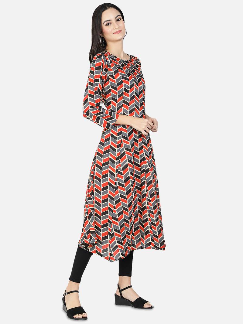 Fabclub Women A-Line MultiColor Designer Kurti