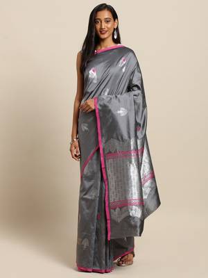 New Soft Silk Banarasi More Kesari Paithani Saree 1