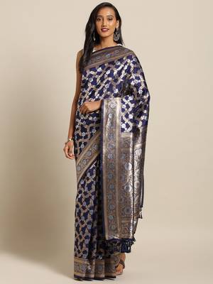 New Banarsi Flower Valley Chexed Rajyashree Silk saree 1