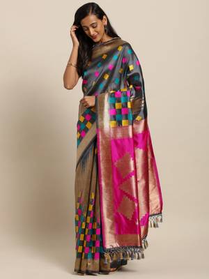 New Banarasi Kanjiwaram Tempal With Multy Colour Box Soft Silk Saree 1