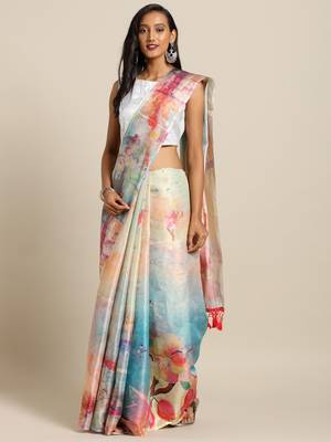 New Maheswari Silk Flower Digital Print Soft Silk Saree 1