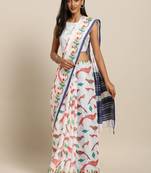 Navy Blue Sparrow Pure Linen Onam Spc Kerala Saree