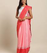 Red Red  Embellished Flower 3D Desine Hevy Work Pure Linen Saree