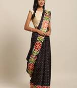 New Linen Chanderi Bandhej Print KalamKari Flower Border Print Soft Saree