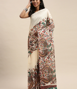 VASTRANAND  Multicoloured Floral Printed Linen Blend Saree