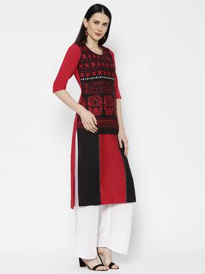 1 Stop Fashion Women's Multicoloured Digital printed Crepe Knee long kurtas/kurtis 2