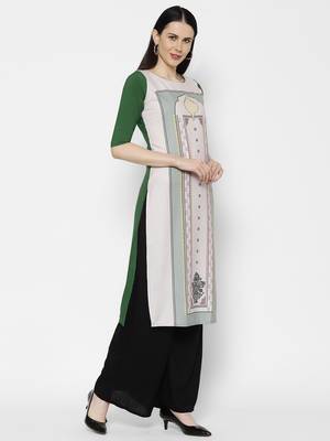 1 Stop Fashion Women's Multicoloured Digital printed Crepe Knee long kurtas/kurtis 4