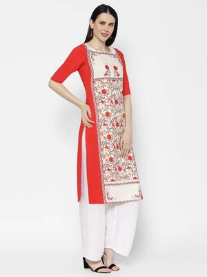 1 Stop Fashion Women's Multicoloured Digital printed Crepe Knee long kurtas/kurtis 5
