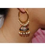 Colorful Red Black Jhumka Earrings