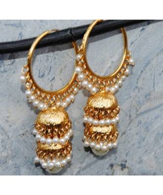 Pearly Gold Bali 2 Tier Jhumka Earrings 1