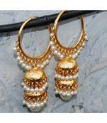 Pearly Gold Bali 2 Tier Jhumka Earrings