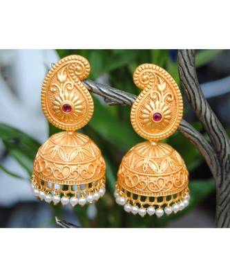 Koyari Polish Ruby Matte Finish Jhumka Earrings 1