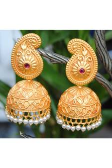 Koyari Polish Ruby Matte Finish Jhumka Earrings