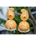 Koyari Polish Ruby Matte Finish Jhumka Earrings