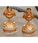 Lakshmi Goddess Ruby Pearl Jhumka Earrings
