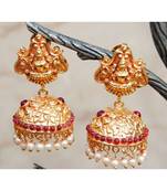 Lakshmi Goddess Pearl Jhumka Earrings
