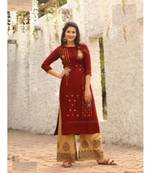 Maroon Pure Rayon Kurti Palazzo set