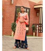 Peach Pure Rayon Kurti Palazzo set