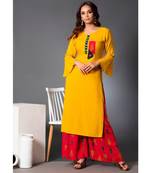 Yellow Pure Rayon Kurti Palazzo set