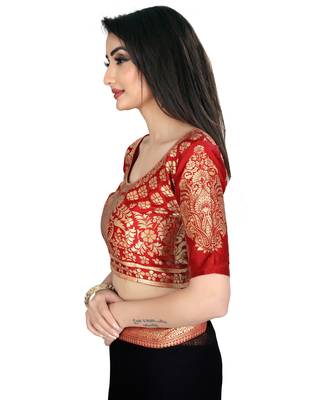Black plain faux chiffon saree with blouse 5