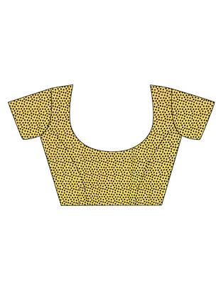 Yellow printed faux georgette saree with blouse 5