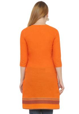 Orange plain cotton cotton-kurtis 2