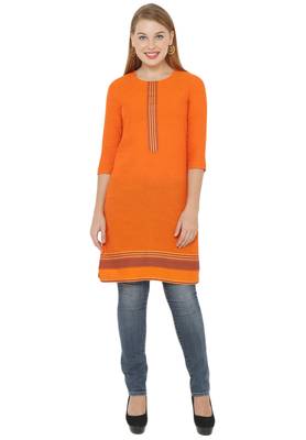 Orange plain cotton cotton-kurtis 5
