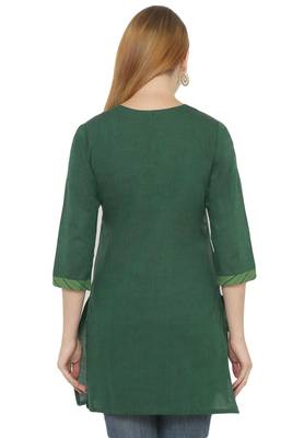 Green plain cotton cotton-kurtis 2